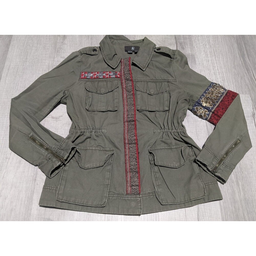 Sachin + Babi Denham Embroidered Cargo Jacket Women's Size 8 Olive Green Utility